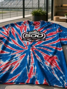 Daytona 500 Tie-Dye Short Sleeve Tee - Red, White & Blue